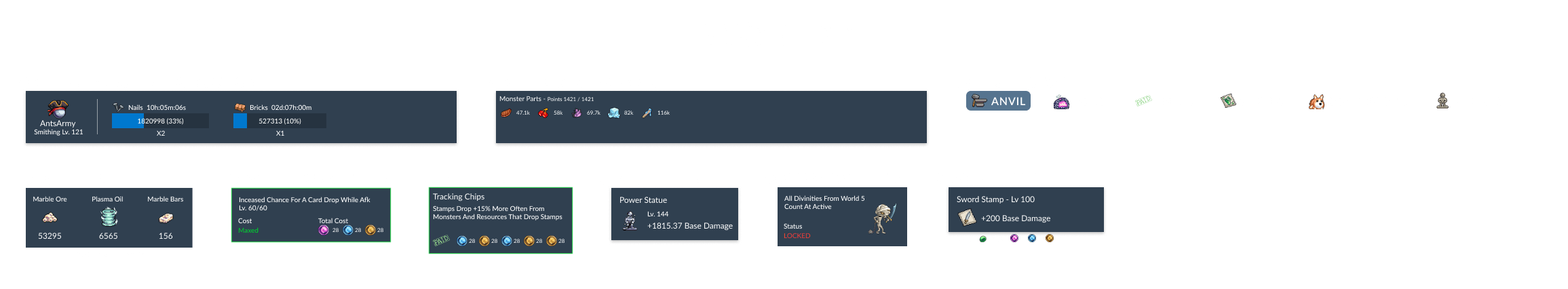 Design frame for the components used for the world 1 page